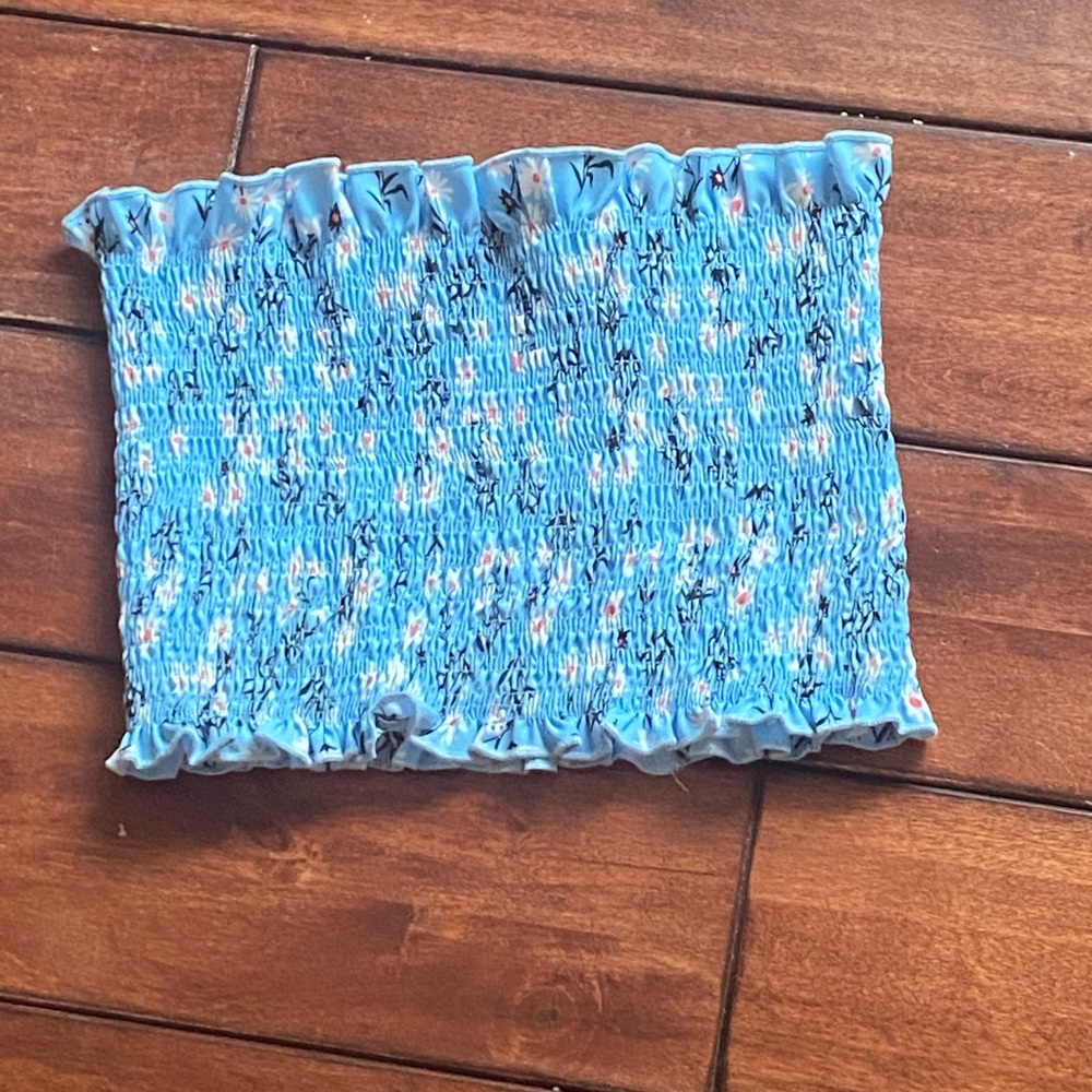 Blue Flowered Tube Top